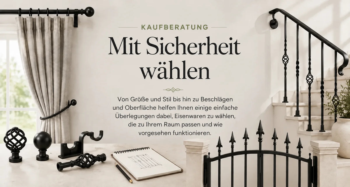 Wrought iron curtain poles buying guide in German