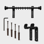 Premium 16mm Solid Wrought Iron Curtain Pole Set with Button Finials – Smithy Matt Black