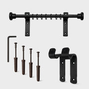 Premium 16mm Solid Wrought Iron Curtain Pole Set with Button Finials – Smithy Matt Black