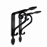 Premium Black Wrought Iron Ornate Scroll Shelf Brackets – Pair