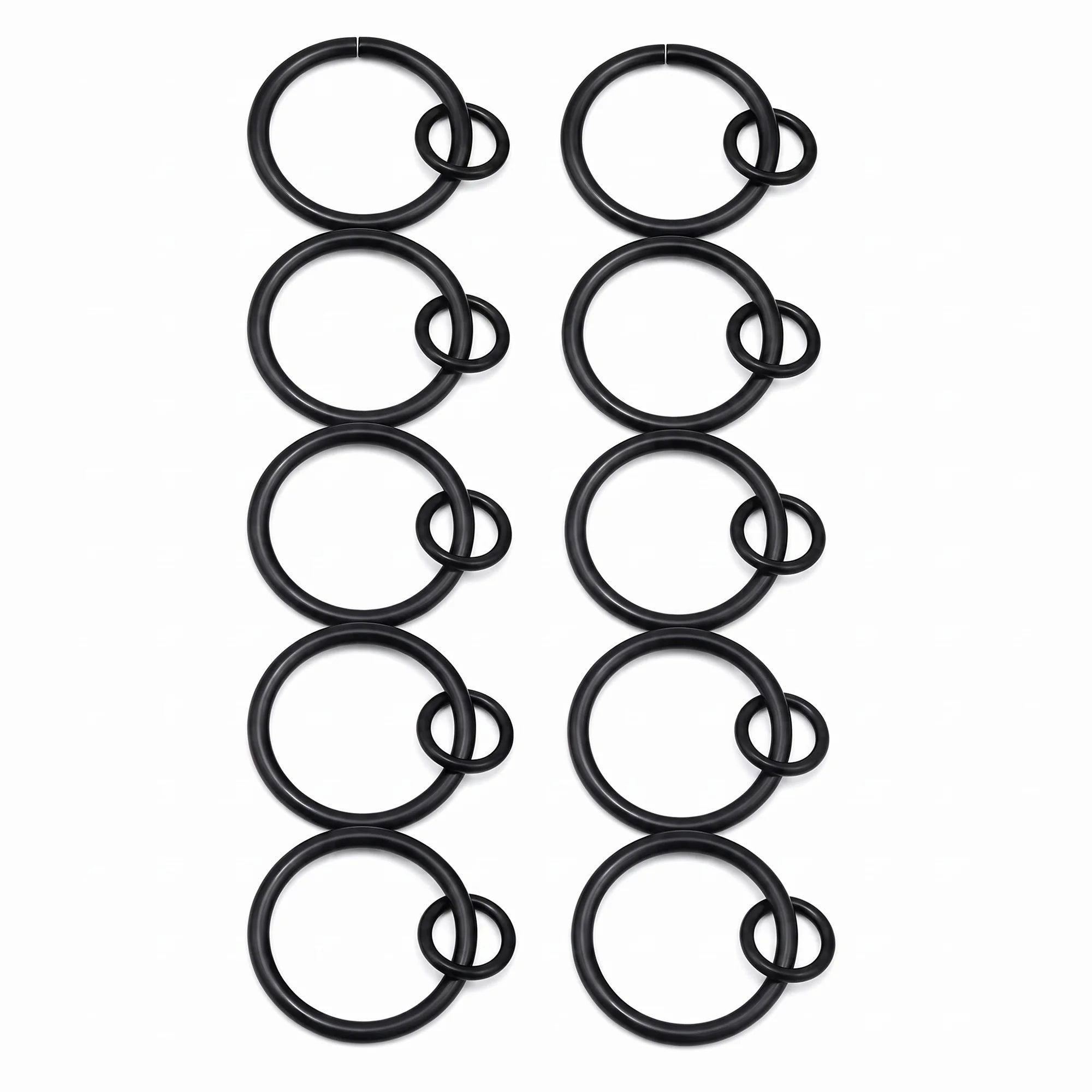 Matt Black Wrought Iron Curtain Rings – 40mm OD × 32mm ID – Pack of 10