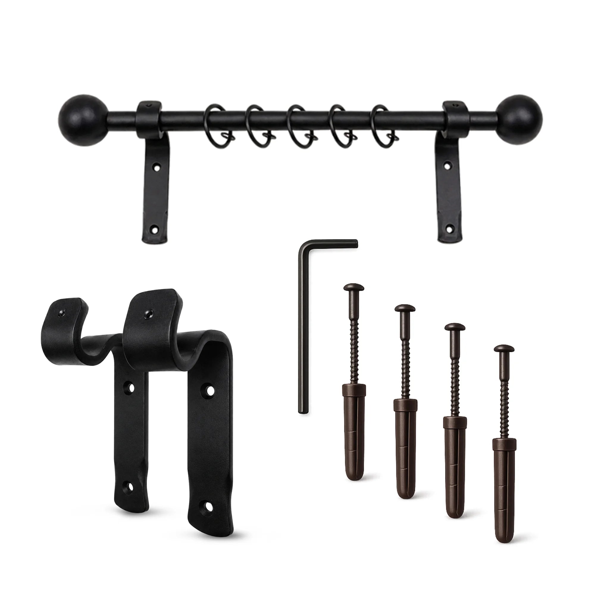 Premium 16mm Solid Wrought Iron Curtain Pole Set – Smithy Matt Black