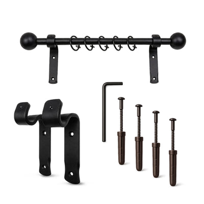 Premium 16mm Solid Wrought Iron Curtain Pole Set – Smithy Matt Black