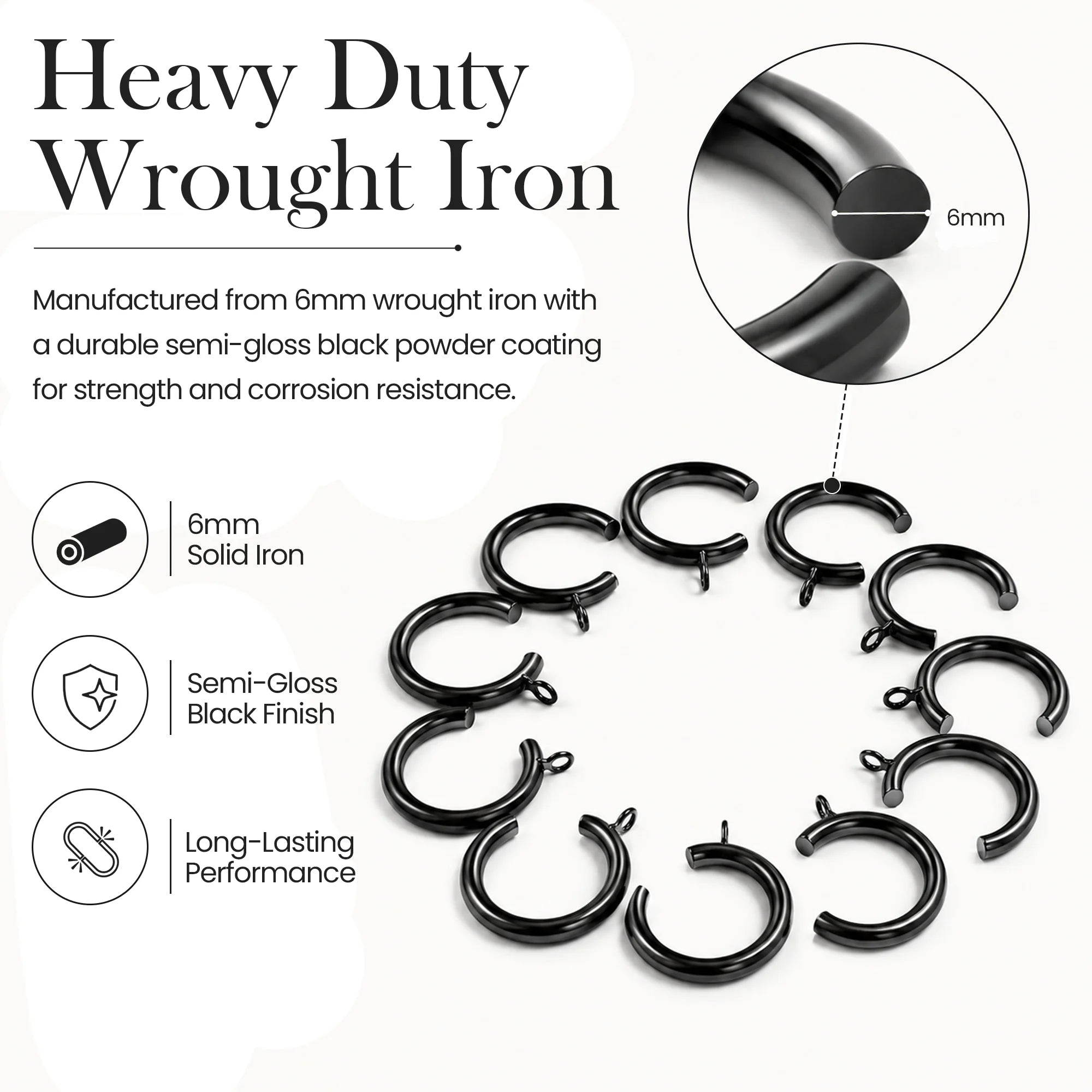 Large C-Split Passing Curtain Rings – 46mm OD × 36mm ID- Pack of 10