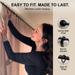 Premium 16mm Solid Wrought Iron Curtain Pole Set with Scroll Finials – Smithy Matt Black