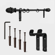 Premium 16mm Solid Wrought Iron Curtain Pole Set with Acorn Finials – Smithy Matt Black
