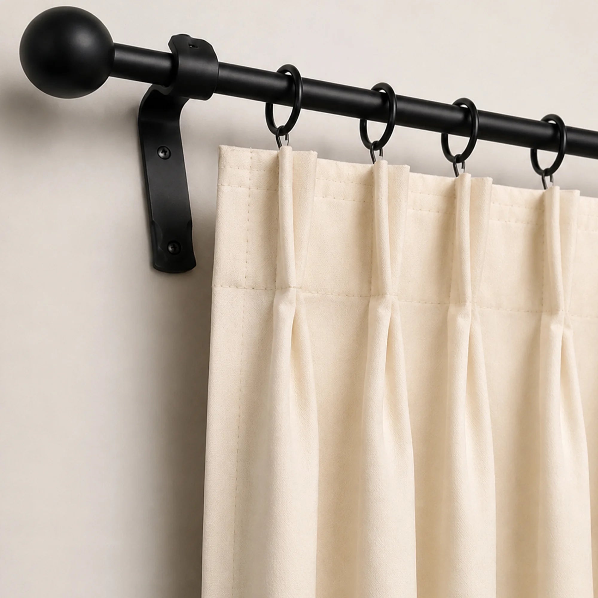 Premium 16mm Solid Wrought Iron Curtain Pole Set – Smithy Matt Black