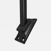 Matt black angled wrought iron spindle shoe for 12mm square stair spindles