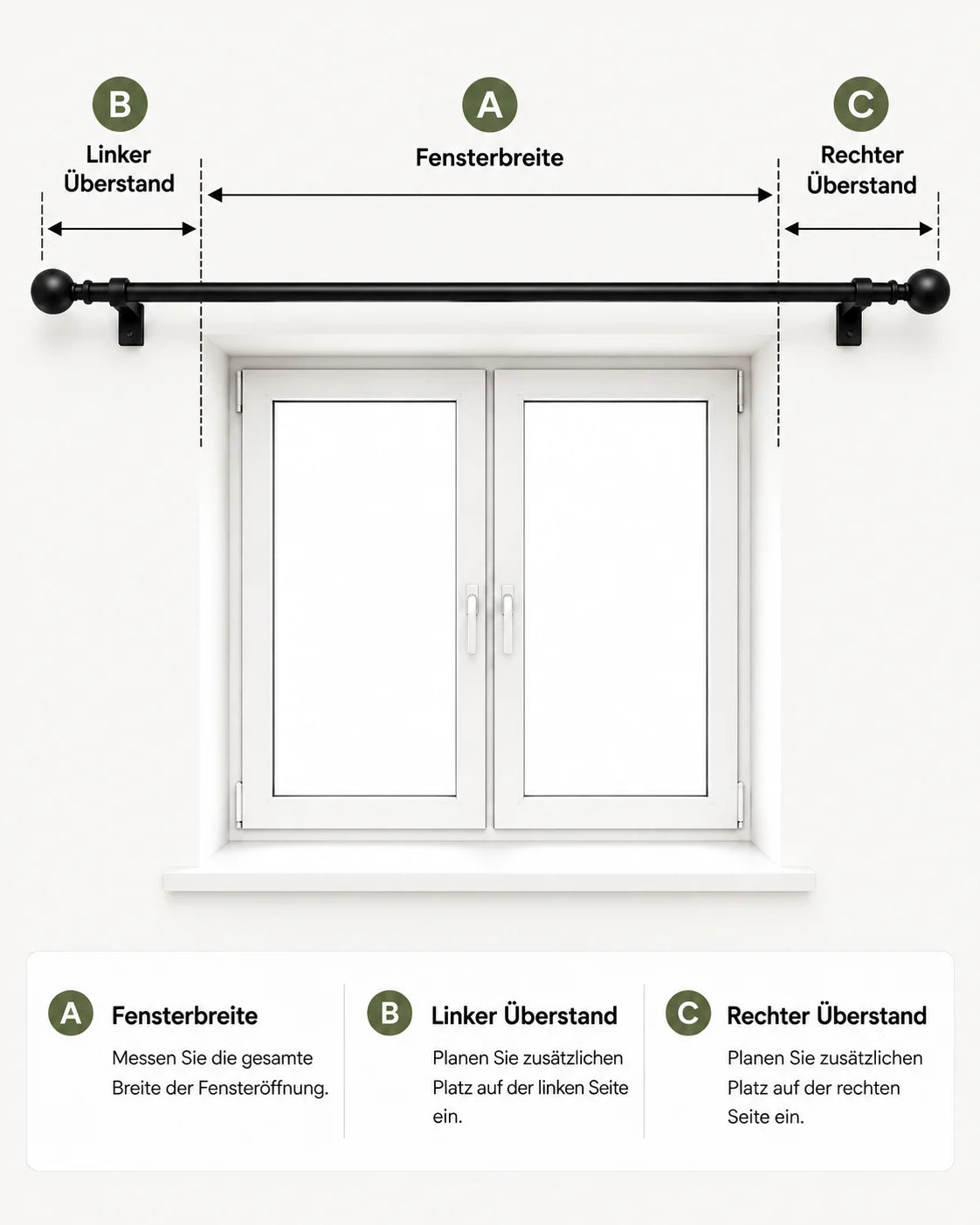 How to measure a window for curtain poles