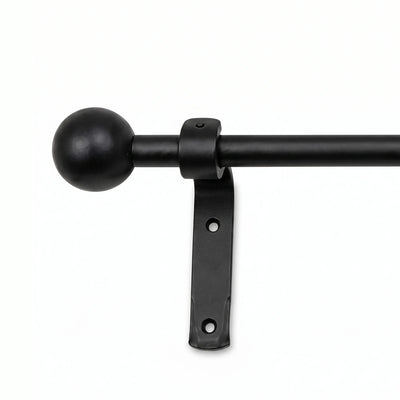 Premium 16mm Massives Schmiedeeisen Gardinenstangen-Set – Smithy Mattschwarz