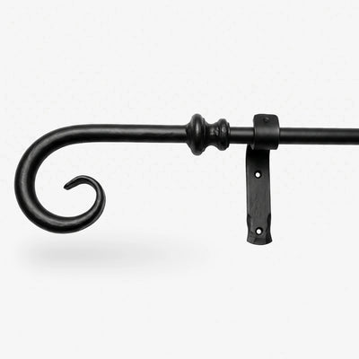 Premium 16mm Massives Schmiedeeisen Gardinenstangen-Set mit Schnörkel-Endstücken – Smithy Mattschwarz