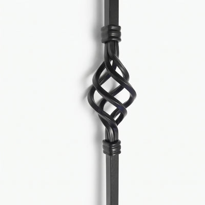 Einzelne Schmiedeeisen Käfig-Balustrade Treppenspindel – 950mm × 12mm Matt Schwarz