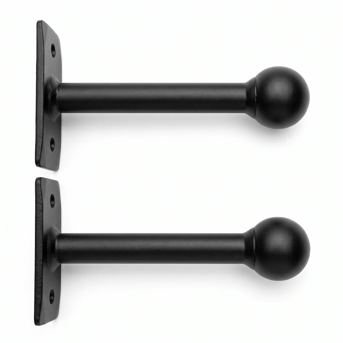 Black wrought iron curtain pole brackets